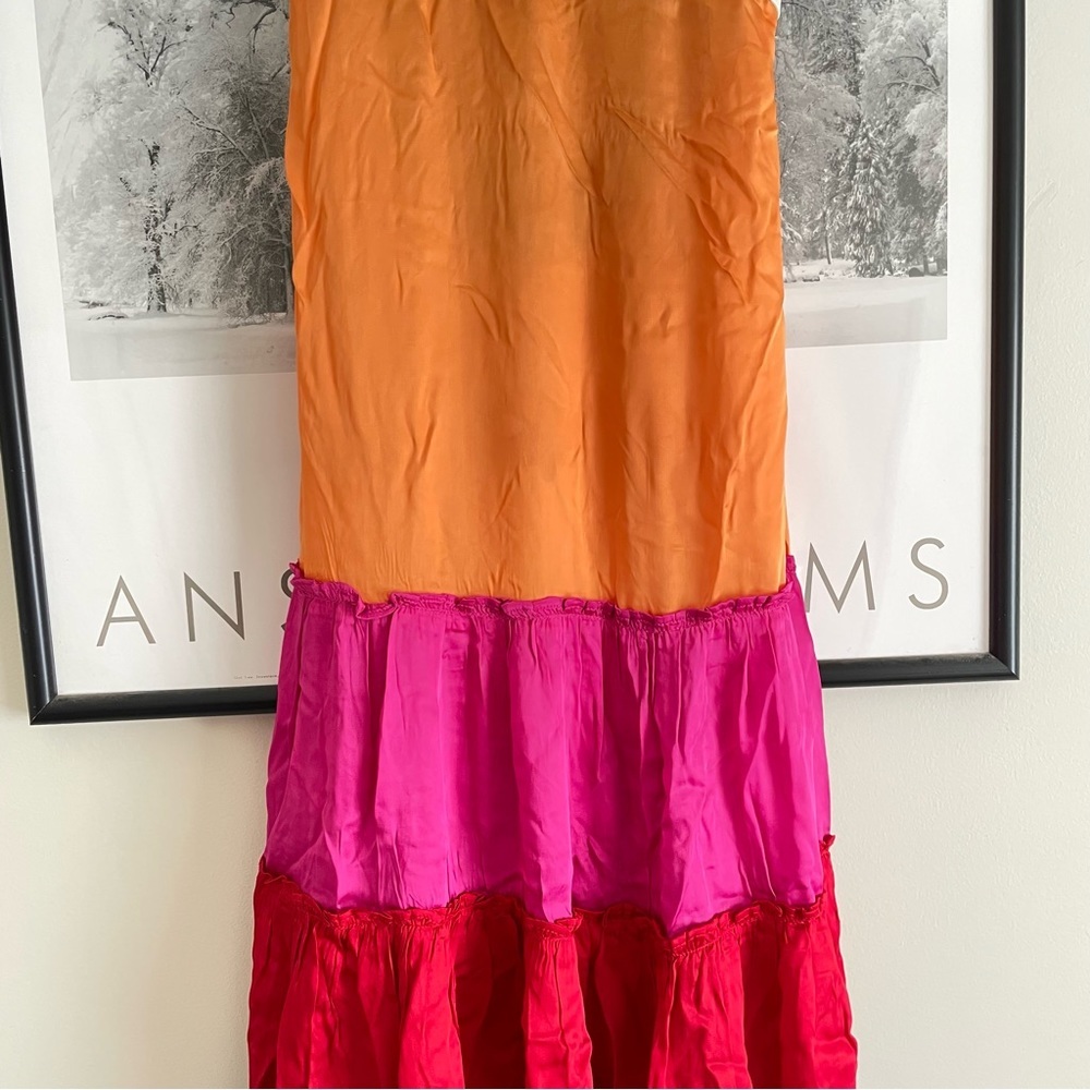 Anthropologie Rainbow Tiered Maxi Dress V Neck Colorful Small NWT - Picture 10 of 16